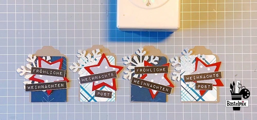 Martha Stewart Punch Snowflake und Glitzerpapier für Geschenkanhänger zu Weihnachten.